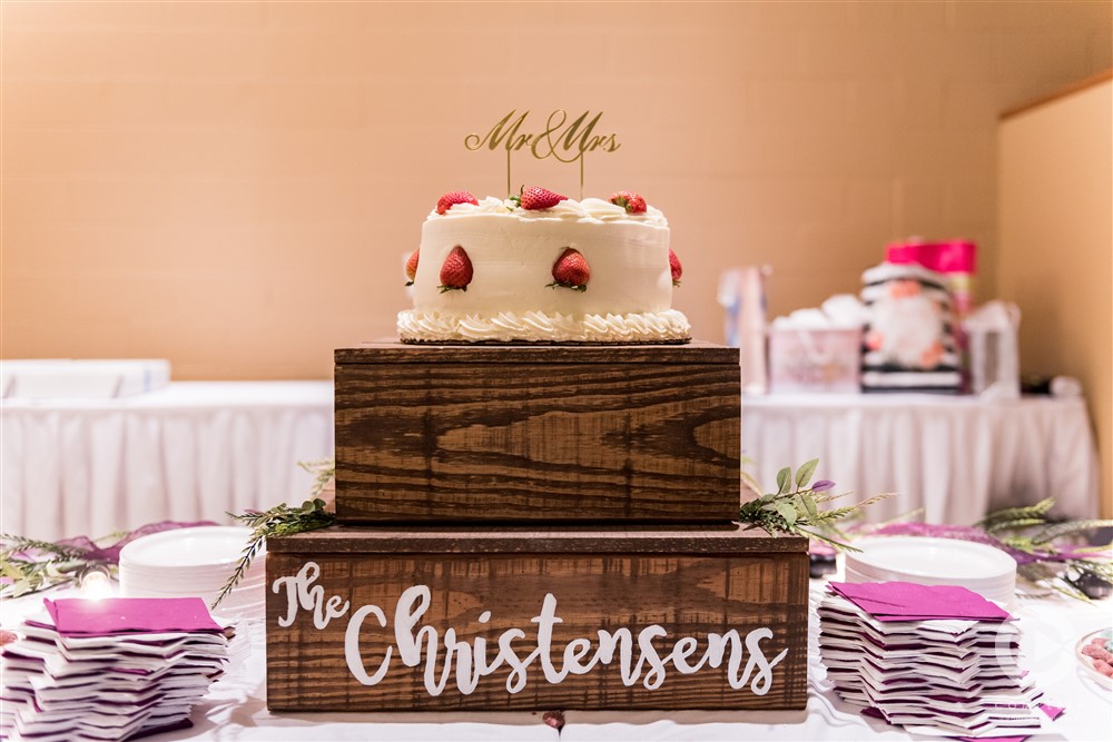 Strawberry Wedding Cake on wood