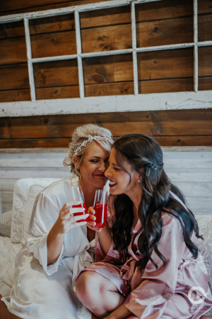 robes and bridesmaid