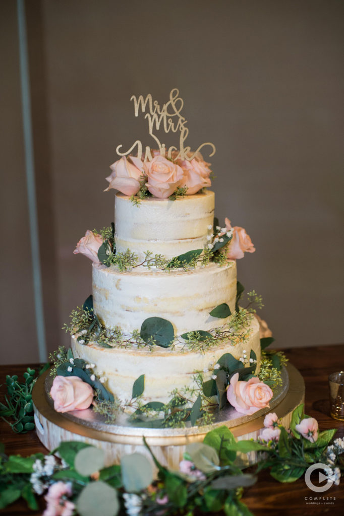 Wedding Cake with pale pink roses