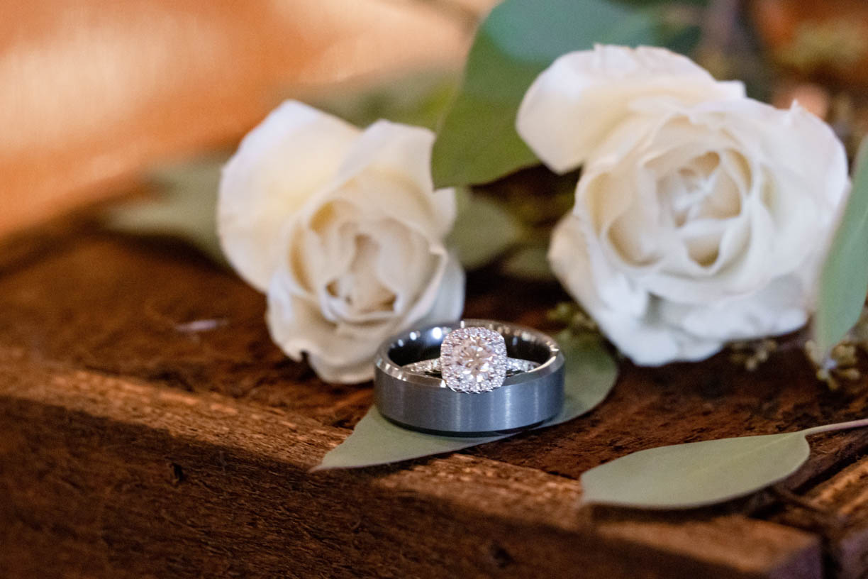 wedding flowers and rings