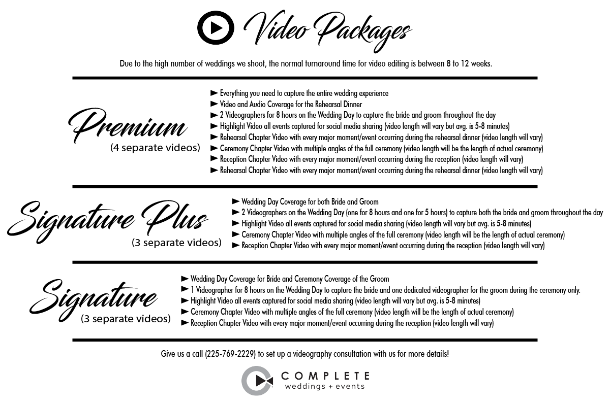 Baton Rouge Videography Packages