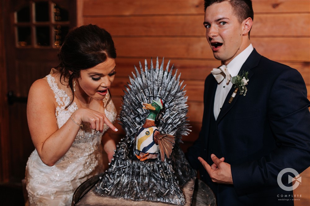 Bride and Groom with Throne Cake