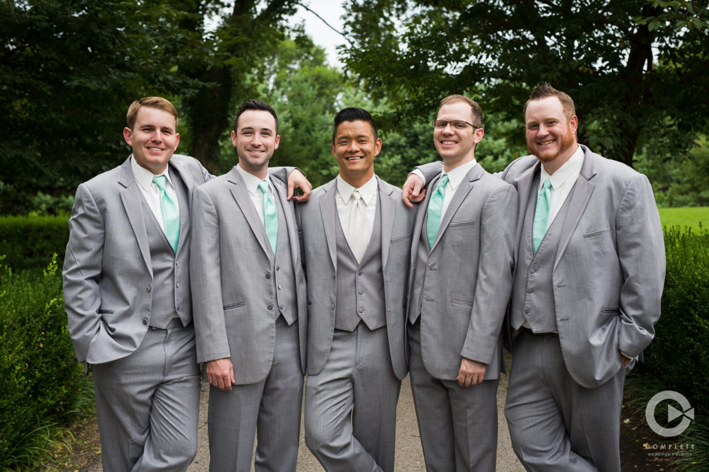 groom and groomsmen outdoor shot