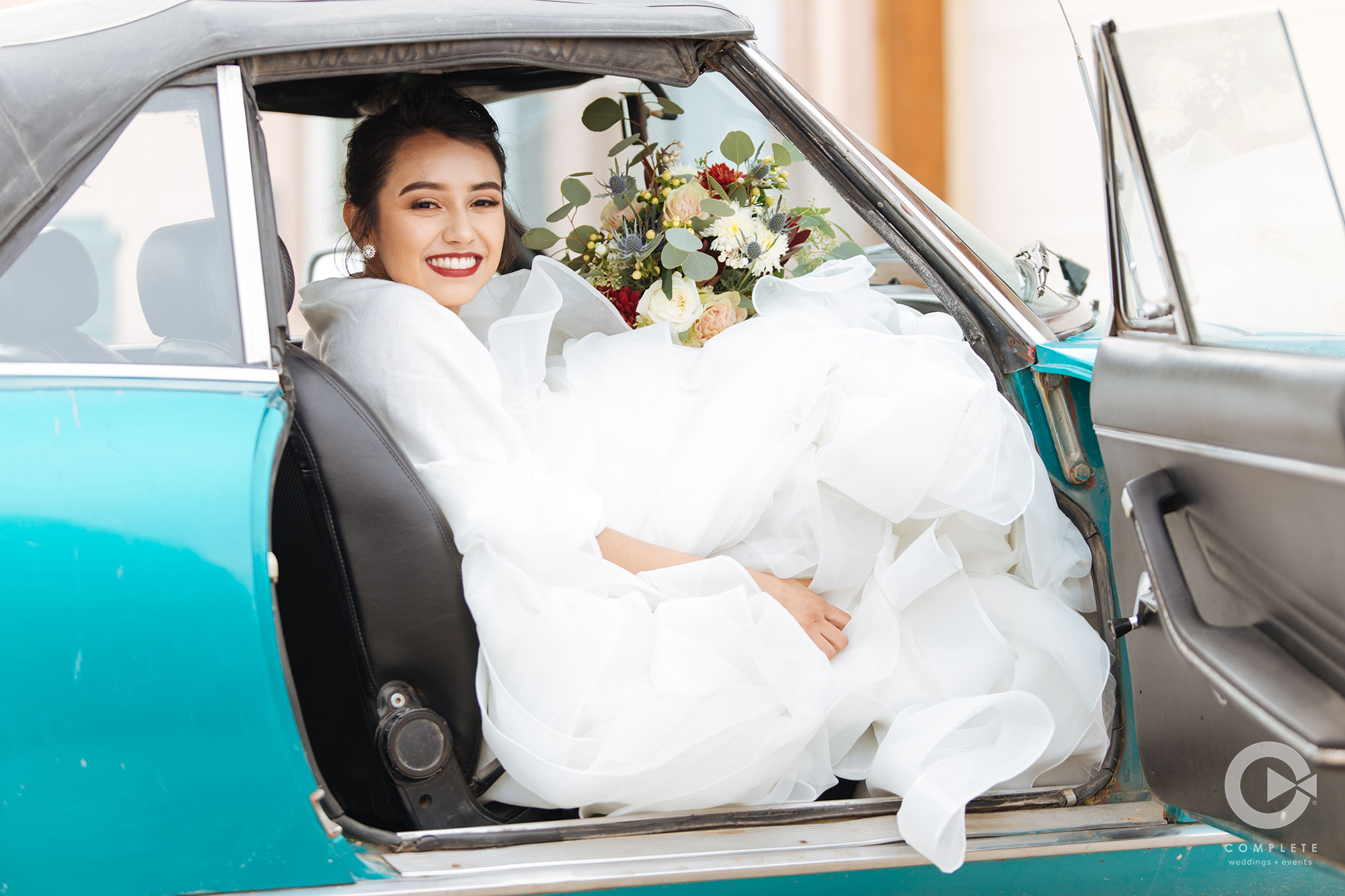 Bride in Car Rochester, Minnesota