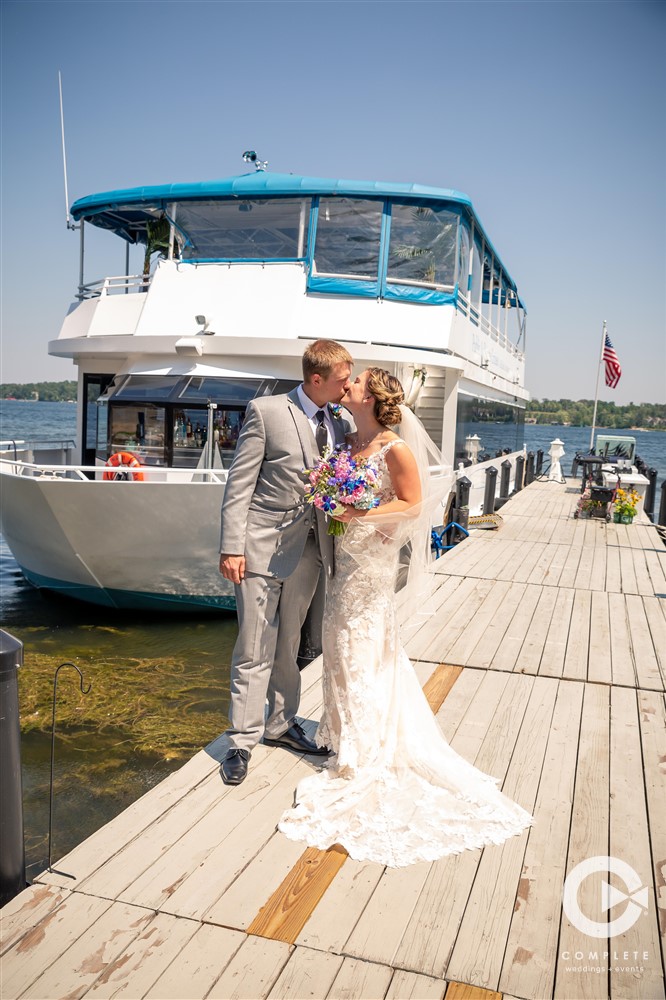 bride and groom boat