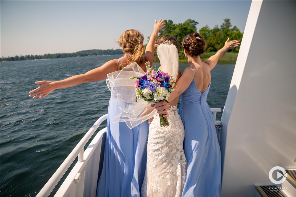 bridesmaids on boat