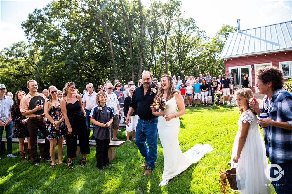 FOB and bride walk down aisle