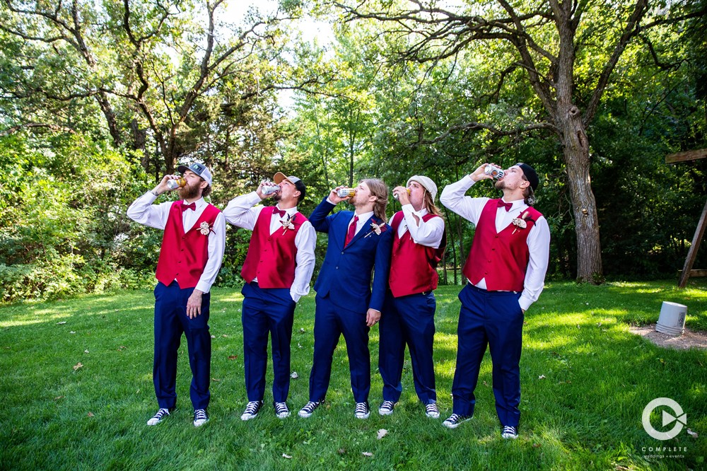 groomsmen drinking