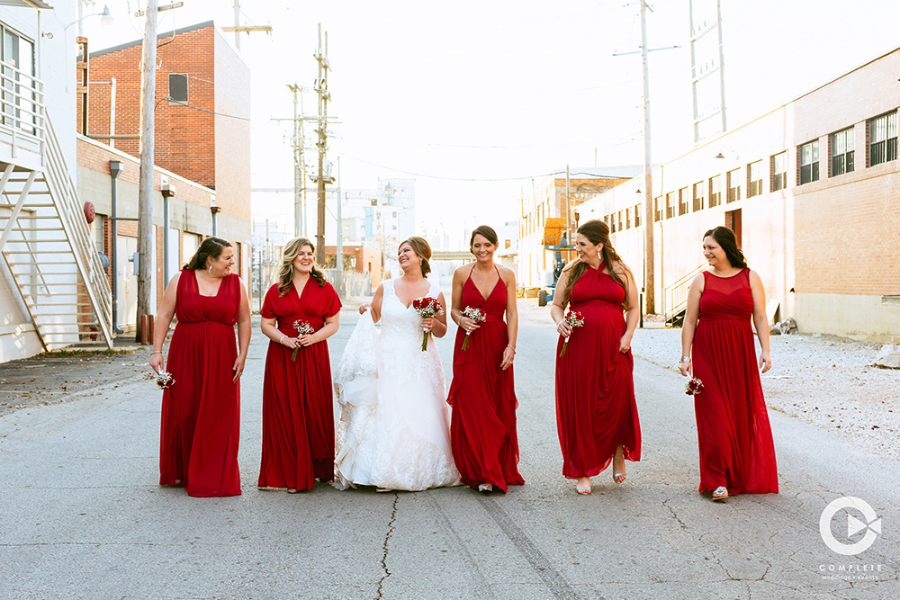 rural street wedding photo