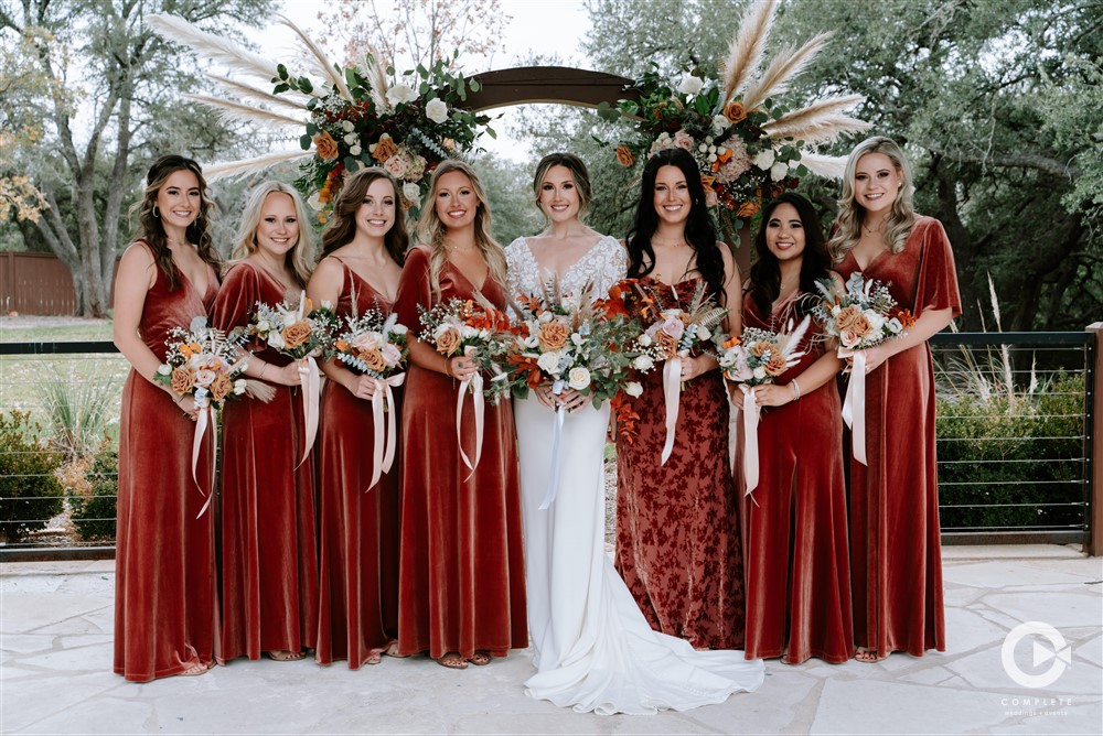 Bride and Bridesmaids fall