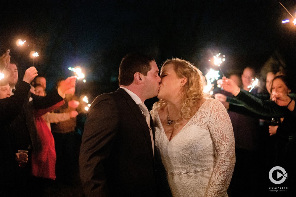 Madeline + Stephen's New Year's Eve Wedding Bride & Groom with Sparkler Exit at New Year's Eve wedding