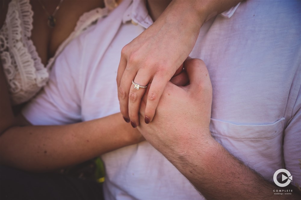 What To Wear For Engagement Photos Close Up on Engagement Ring