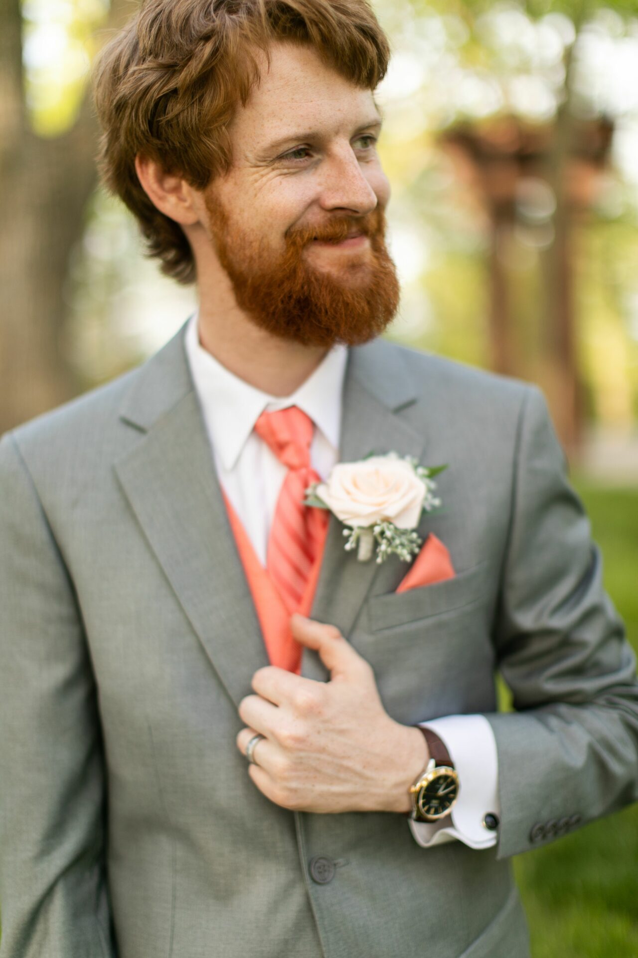 coral wedding attire