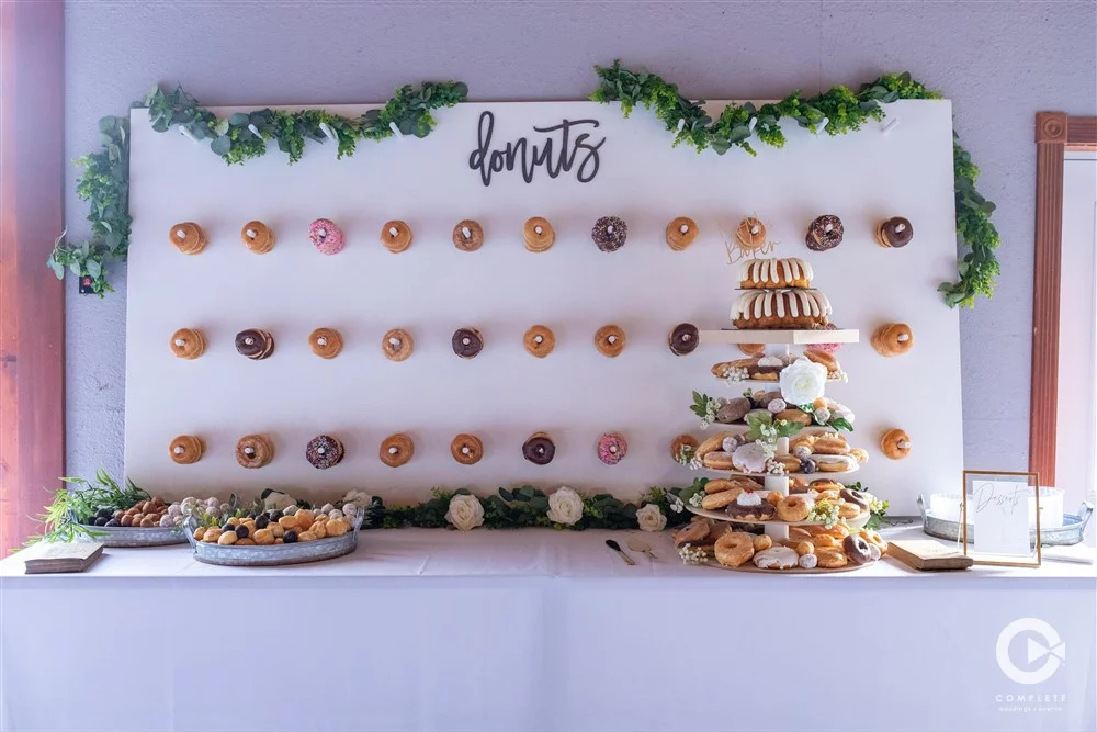Complete Weddings + Events Photography, Donut wall, Dessert table, budget friendly wedding cake