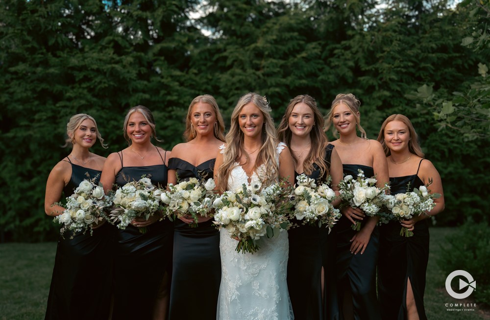 Complete + Weddings Events Photography, Wedding portraits, bride with her bridesmaids, wedding party photos