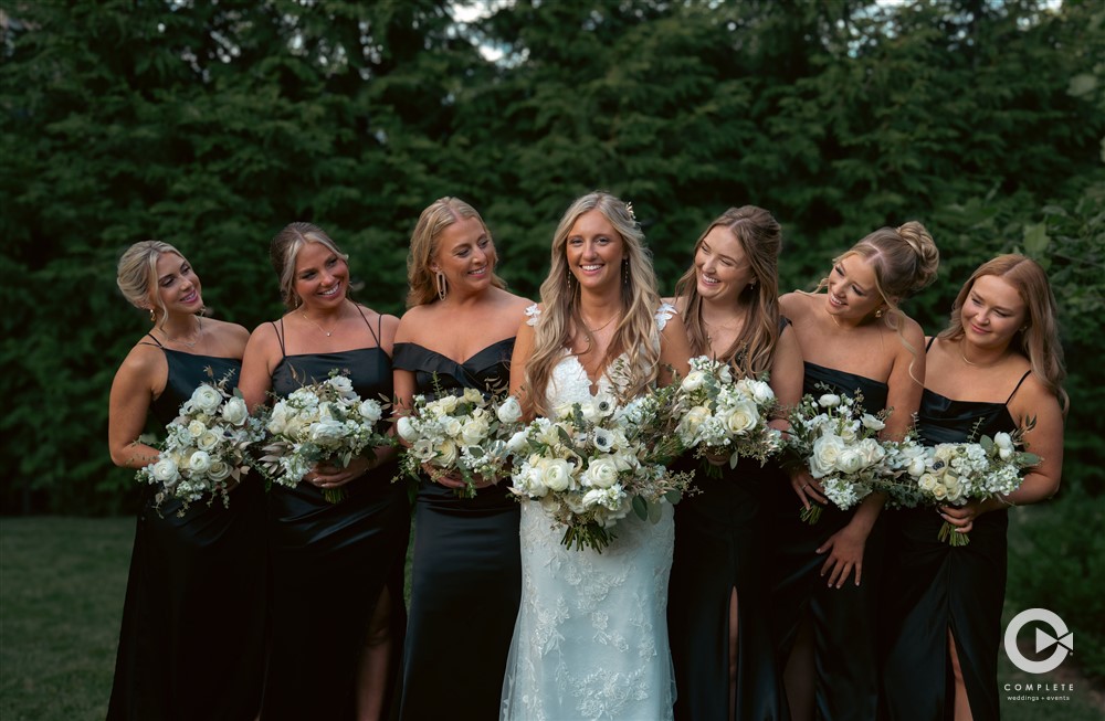 Complete + Weddings Events Photography, Wedding portraits, bride with her bridesmaids, wedding party photos