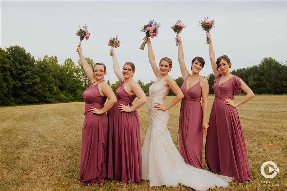bridesmaids pose