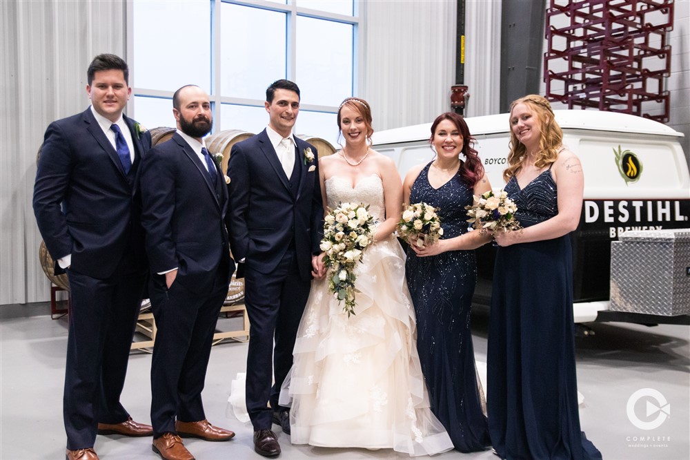 bride, groom, central Illinois photography, destihl brewery, bridesmaids, groomsmen