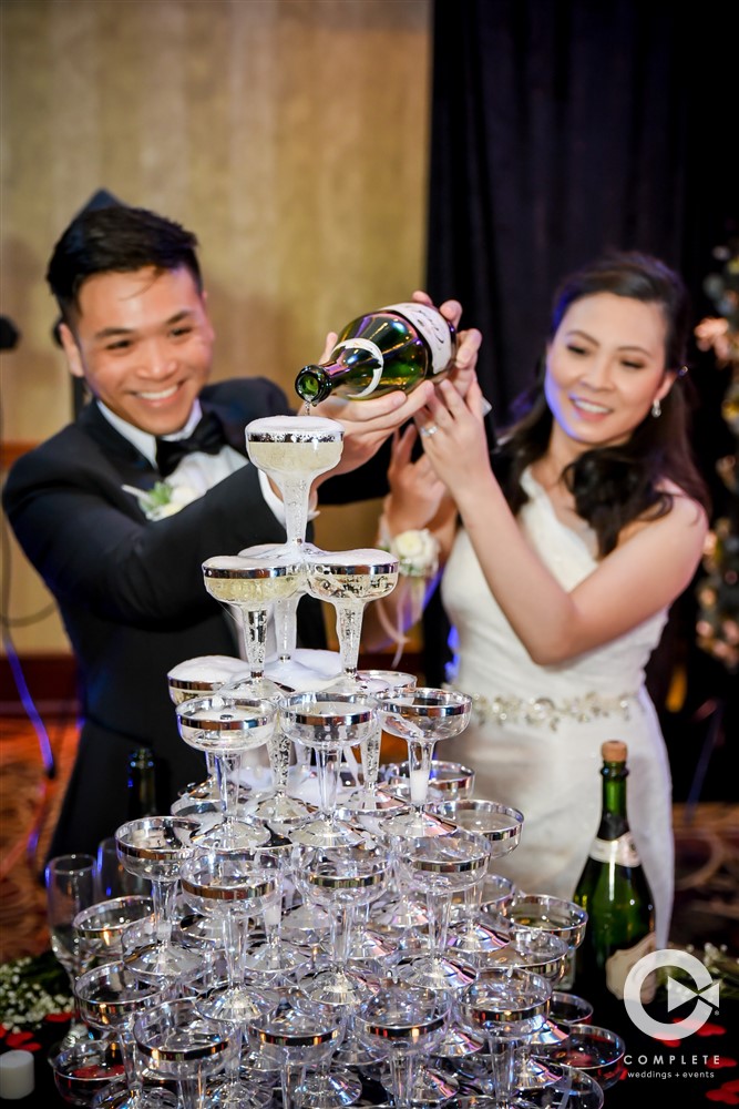 Pouring Champagne Tower