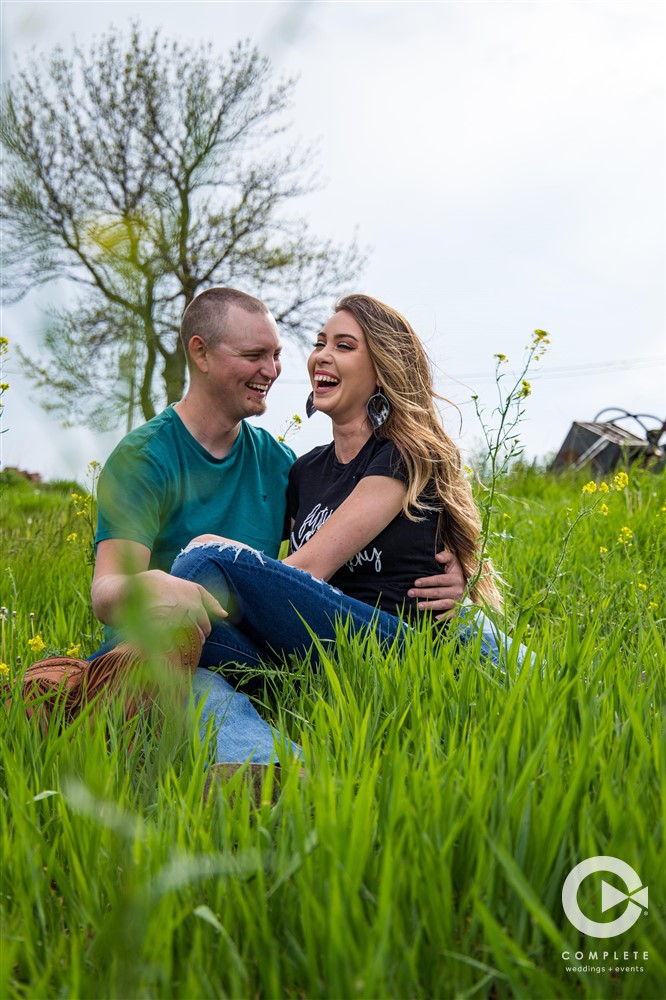couple laughing engagement session