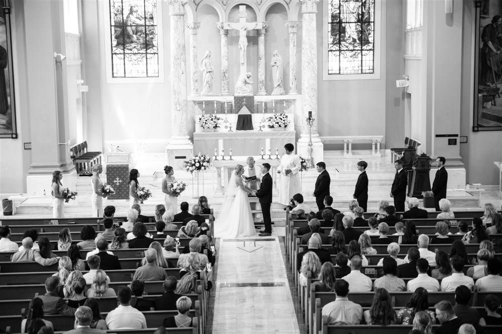 view of wedding at church