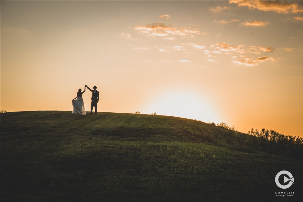 wedding hilltop sunset photo