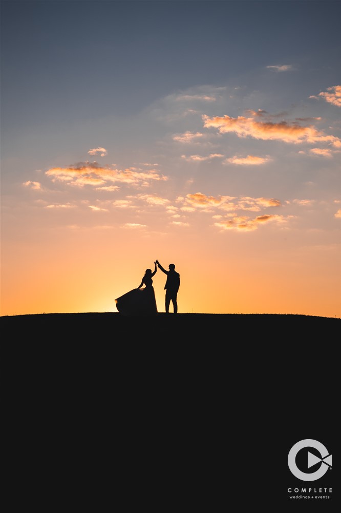 Wedding sunset photo Hilltop Twirl