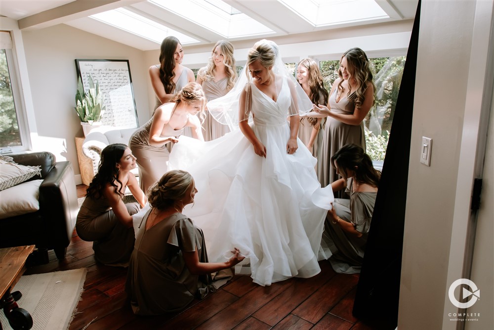 Complete Weddings + Events Photography, bride getting ready, bride with bridesmaids