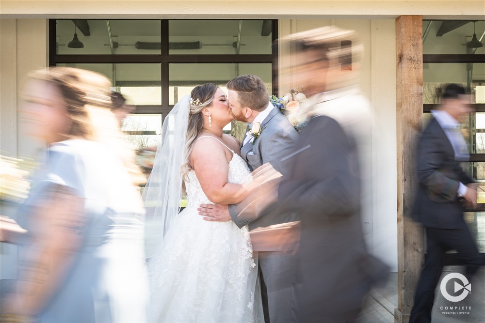 unique wedding party photo blurred