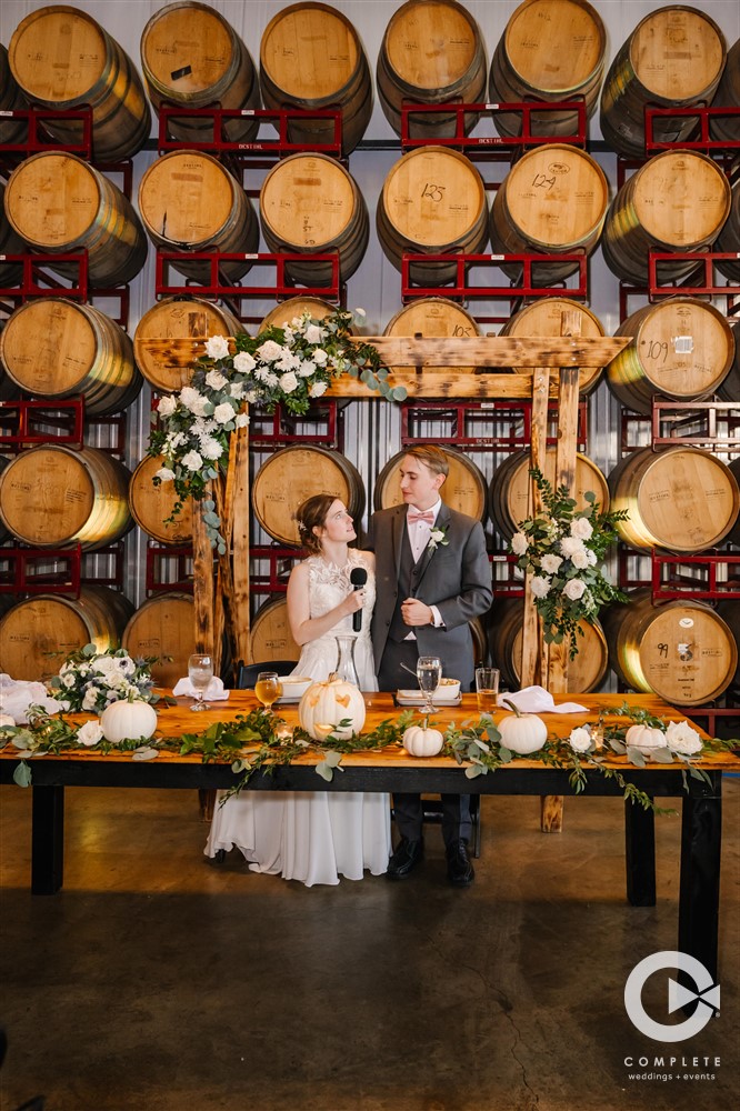 Fall Destihl Brewery Wedding | Head Table with Josephine + Brian