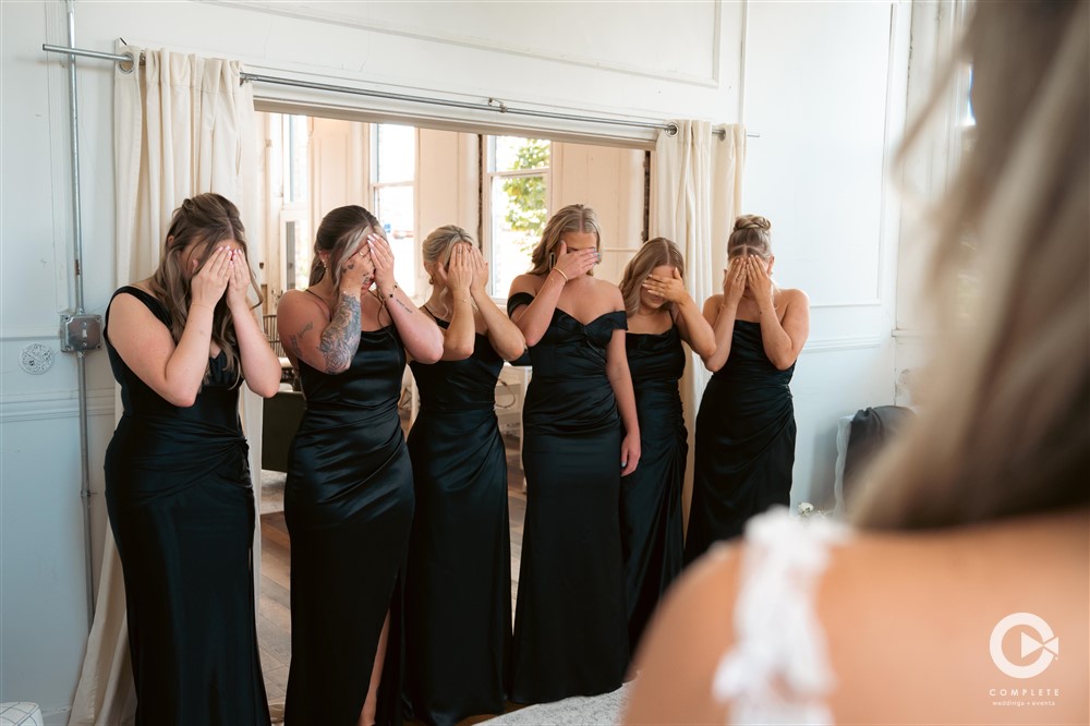 Complete Weddings + Events Photography, bride and her bridesmaids, first look photos