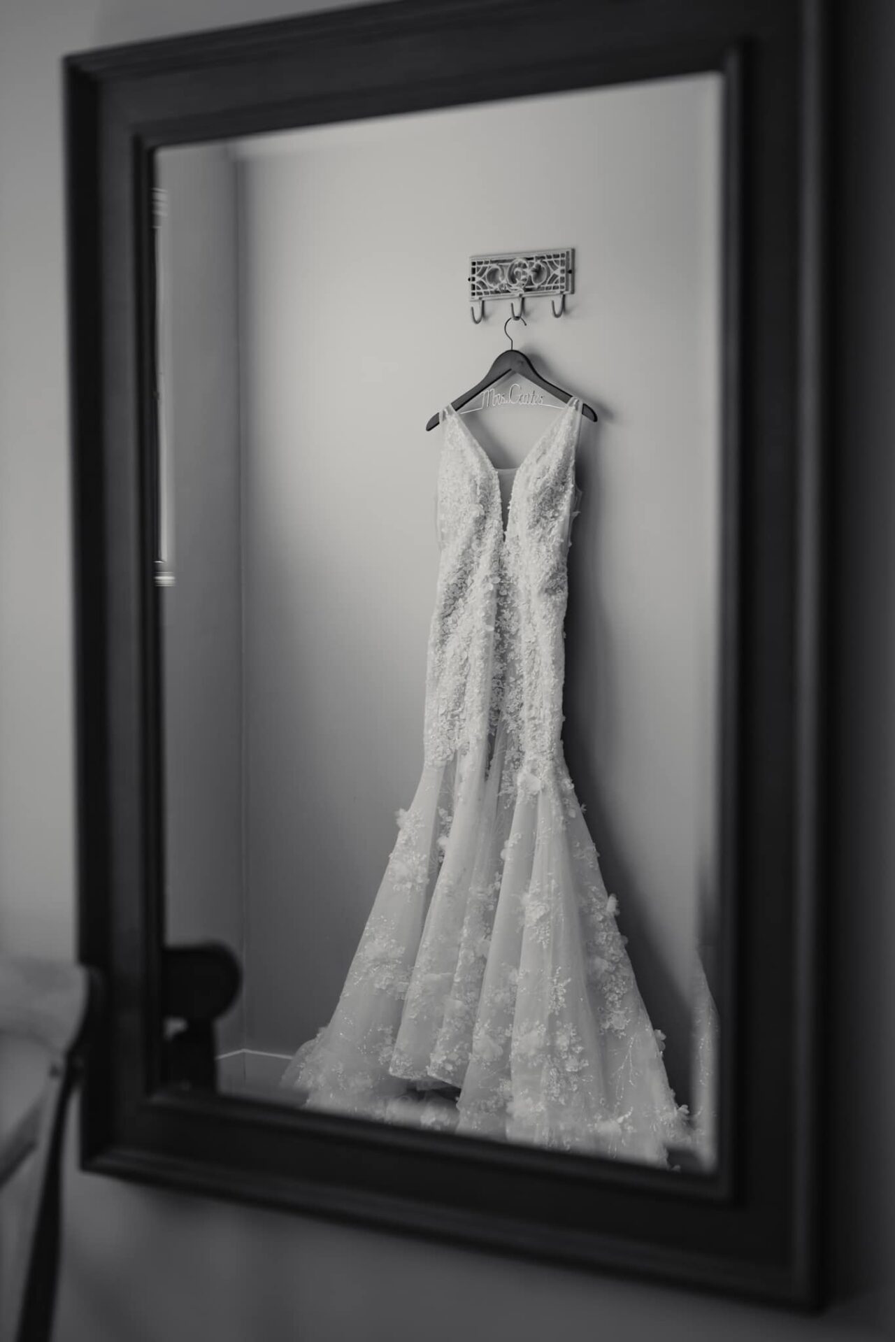 hanging wedding dress