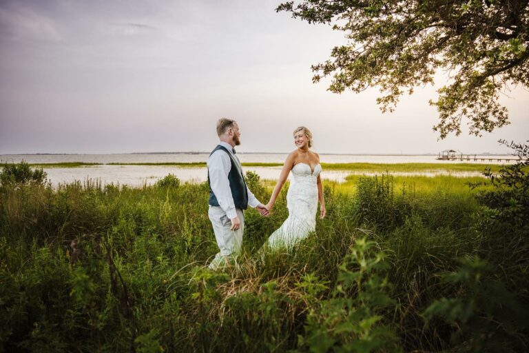 Bride and Groom in field