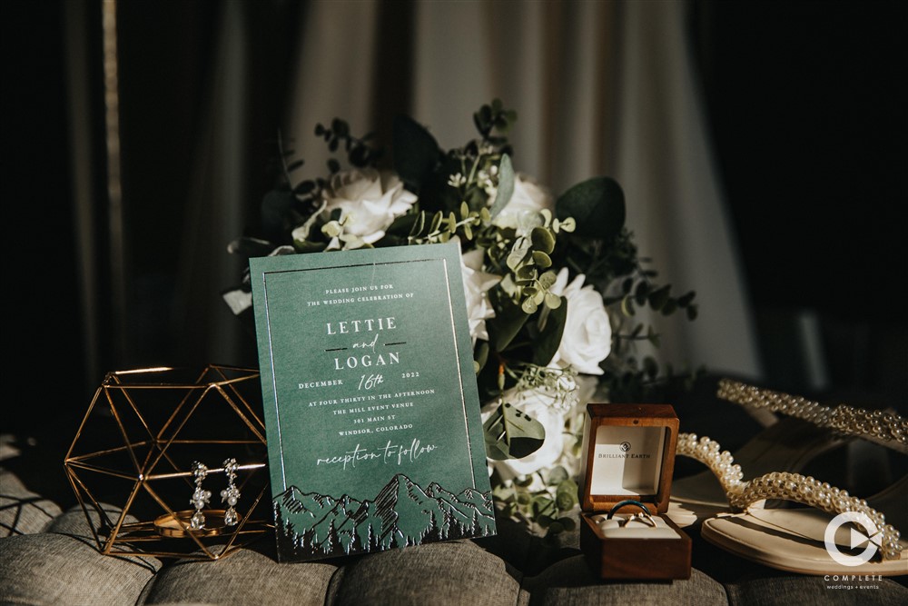 green and white wedding details