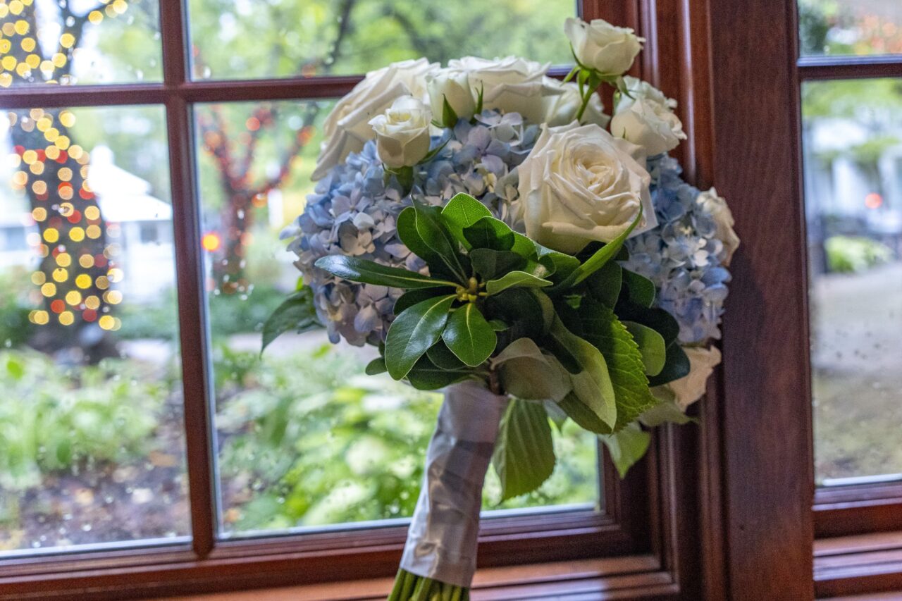 Bouquet rest in window sill. A Complete Weddings and Events Cincinnati photo.