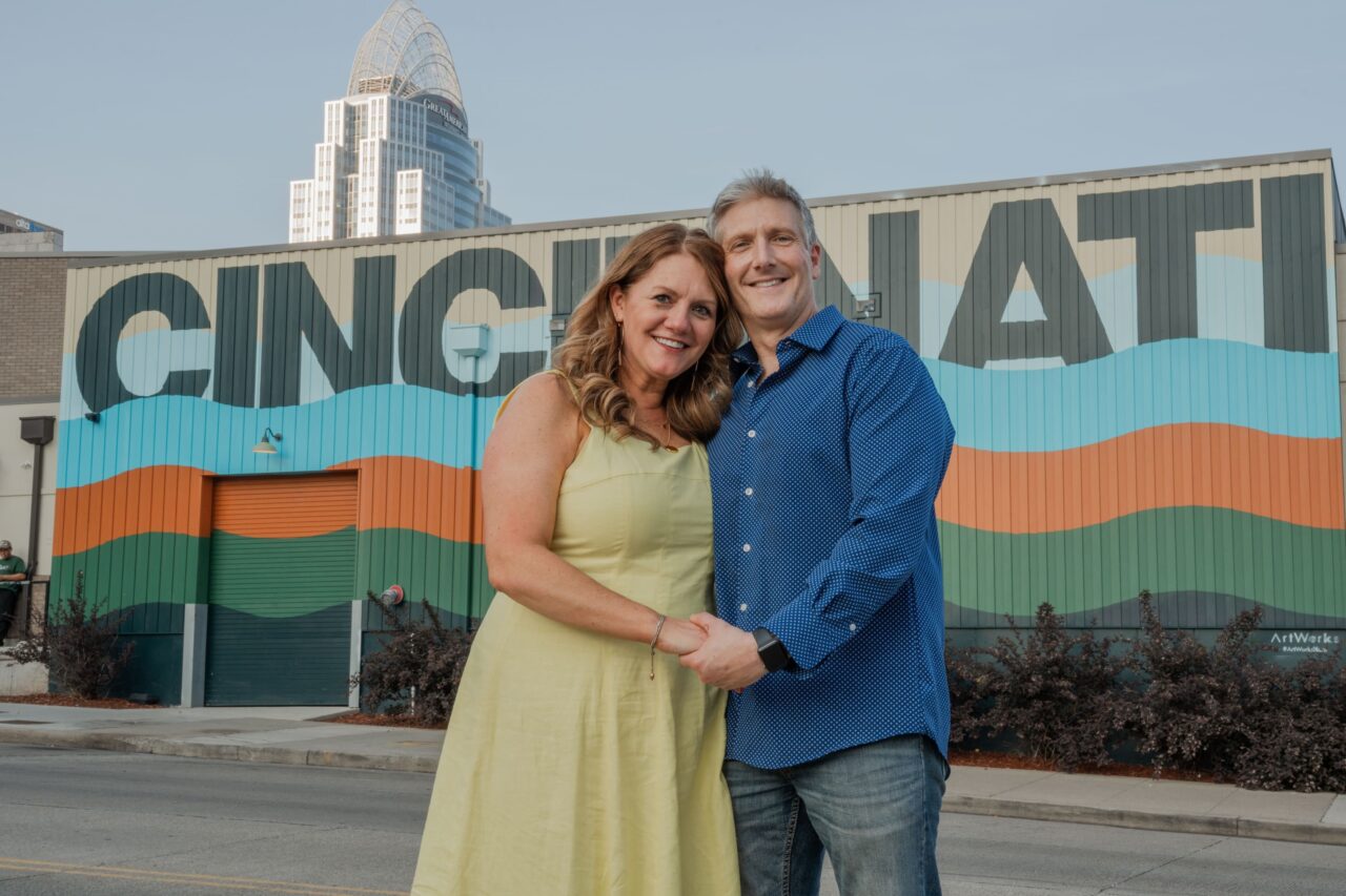 Engagement Shoot in Downtown Cincinnati. The photographer is Michael Evans of Complete Weddings and Event Cincinnati.