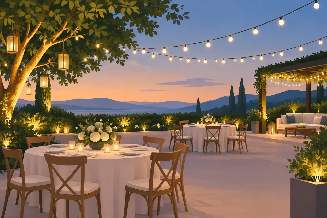 How to Light Outdoor Reception Spaces Beautifully