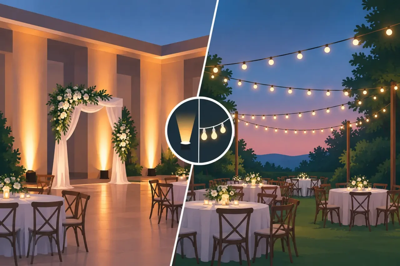 Uplighting Versus String Lights for Weddings