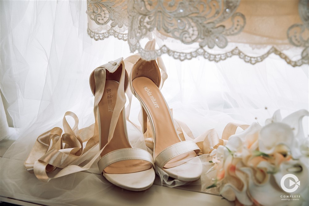 high heels detail shot at wedding in Sanford, FL