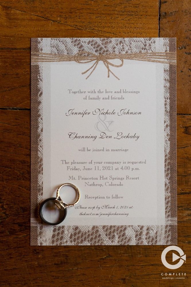 Detail photo of a wedding invitation at a Mount Princeton wedding
