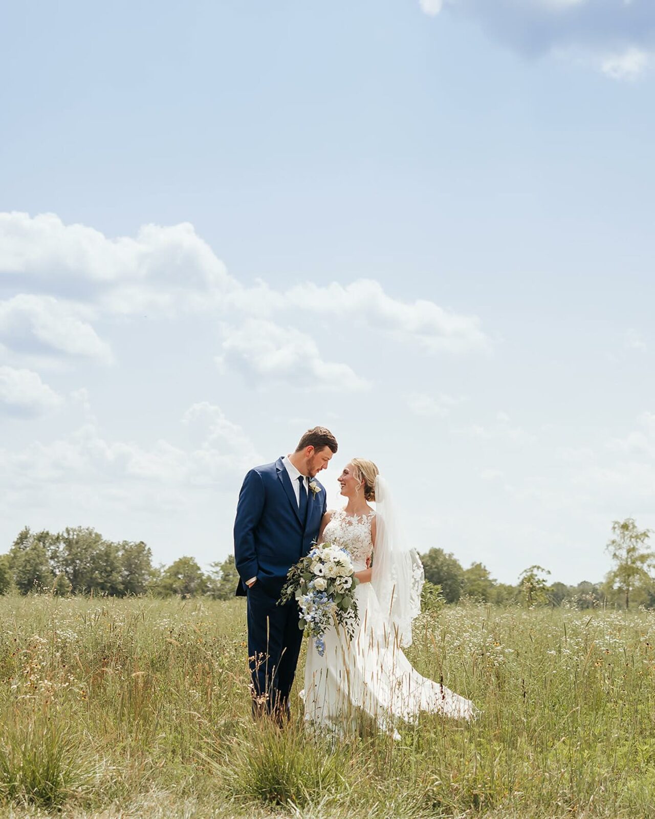 bride and groom at Emerson fields