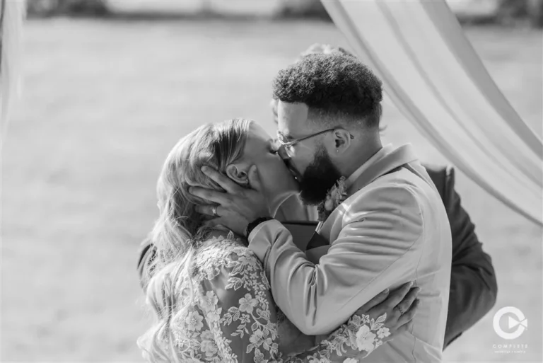 black and white wedding photo