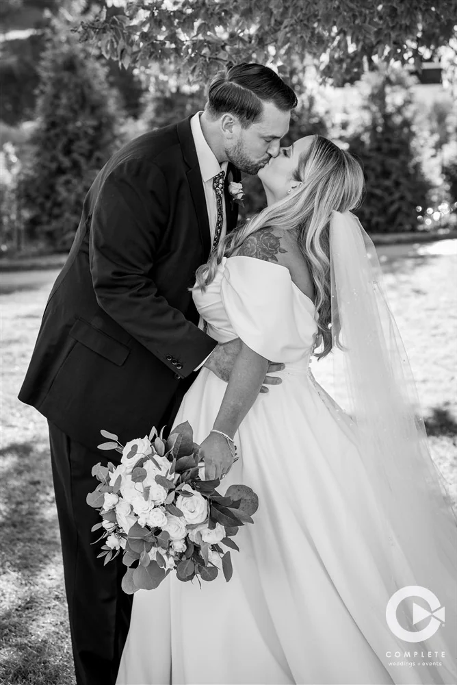 black and white wedding photo
