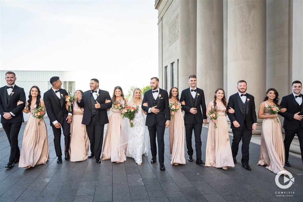 wedding party in black bow ties