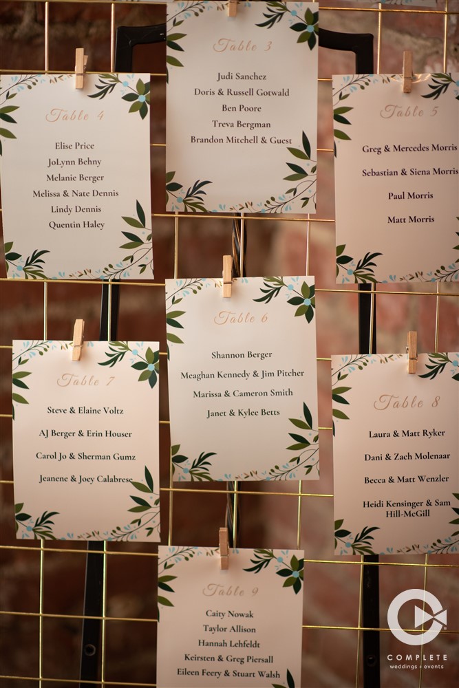 TABLE NUMBERS, SEATING CHART, CUTE