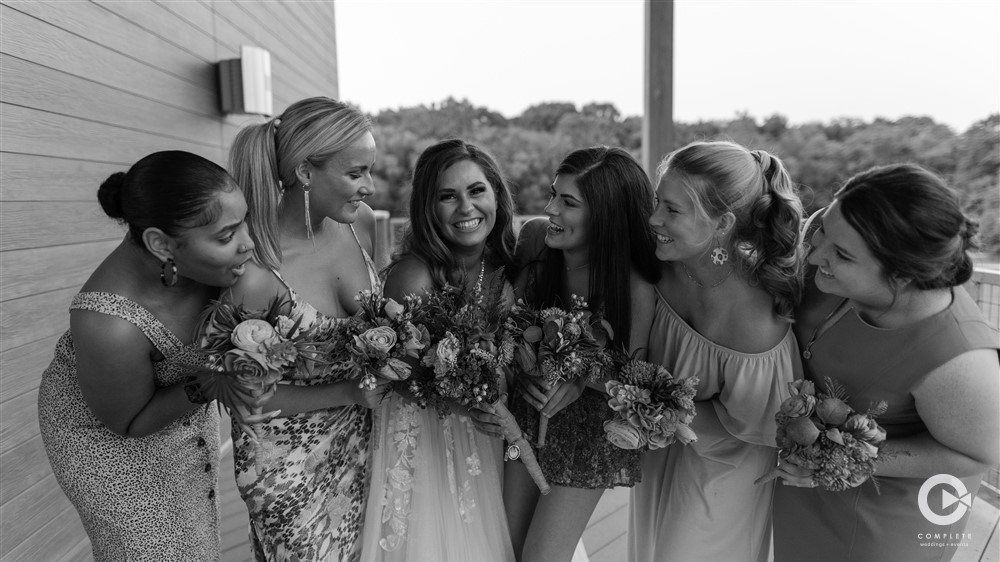 bride, bridesmaids, complete weddings + events photography, wedding photography, bride smiling