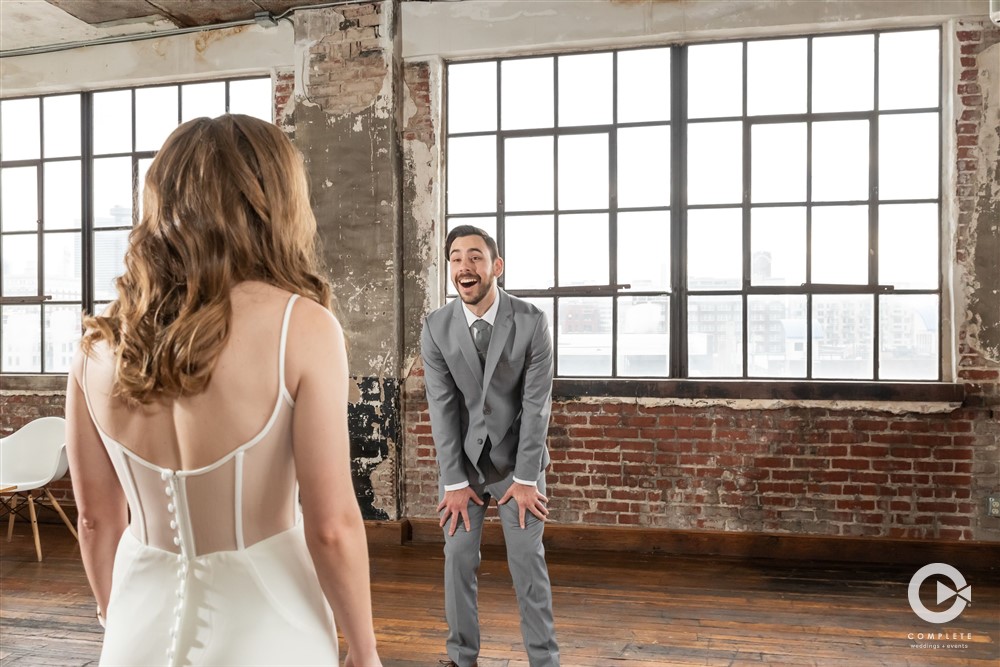 groom reaction to bride during first look