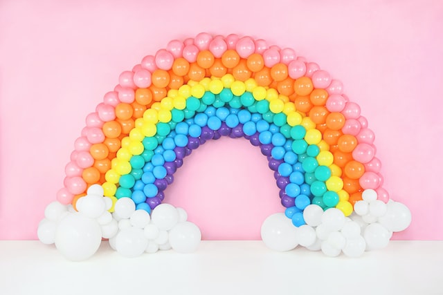 rainbow balloon arch