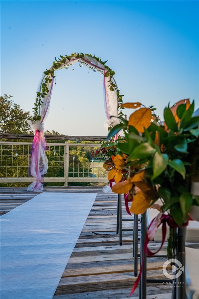 tropical wedding altar