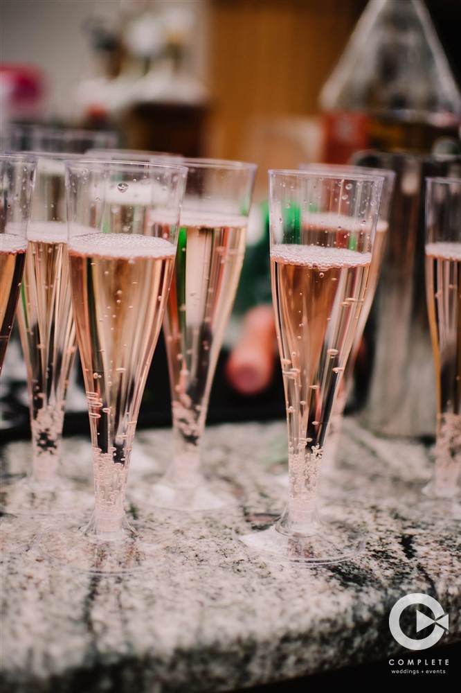 pink champagne glasses
